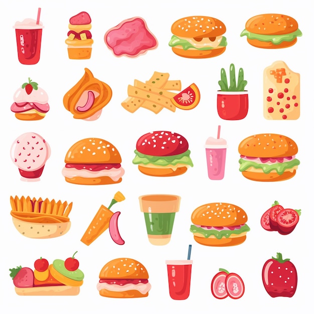 vector menu illustration food meat meal restaurant popular set lunch icon dinner snack