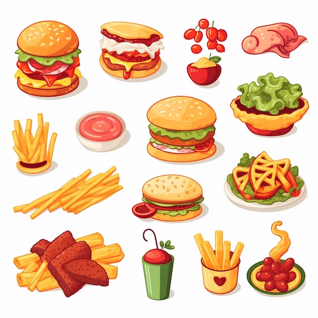 vector menu illustration food meat meal restaurant popular set lunch icon dinner snack