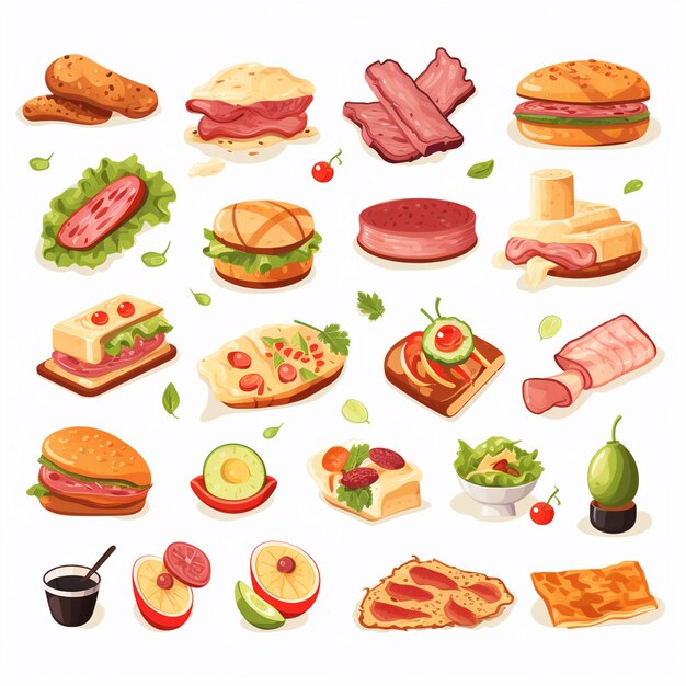 vector menu illustration food meat meal restaurant popular set lunch icon dinner snack