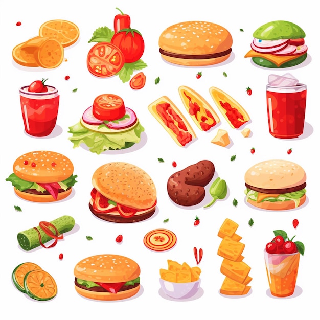 vector menu illustration food meat meal restaurant popular set lunch icon dinner snack