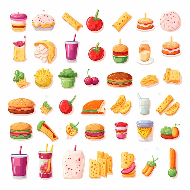 vector menu illustration food meat meal restaurant popular set lunch icon dinner snack