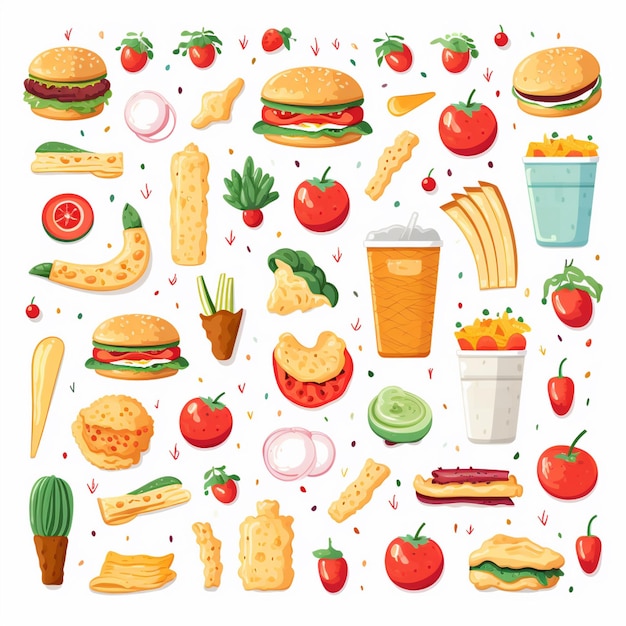 vector menu illustration food meat meal restaurant popular set lunch icon dinner snack