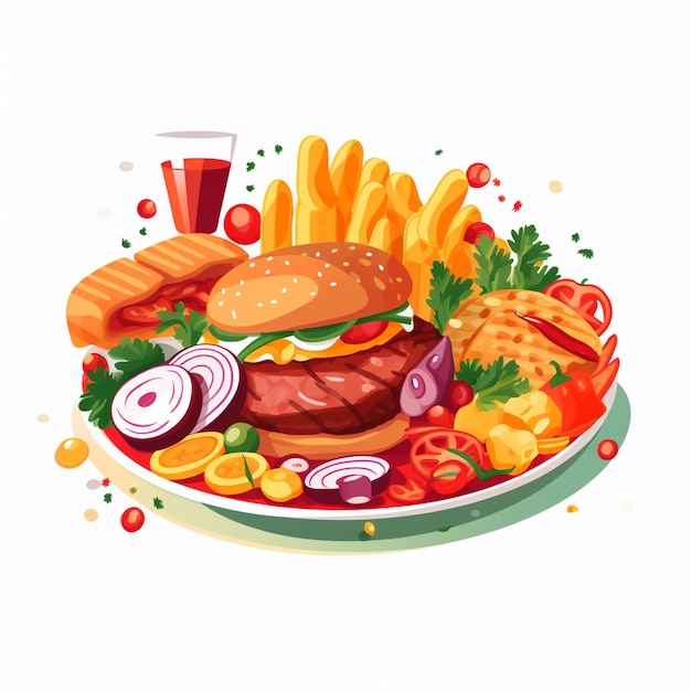 vector menu illustration food meat meal restaurant popular set lunch icon dinner snack