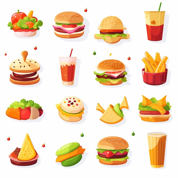 Vector menu illustration food meat meal restaurant popular set lunch icon dinner snack