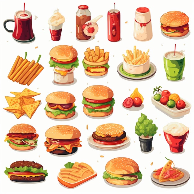 vector menu illustration food meat meal restaurant popular set lunch icon dinner snack