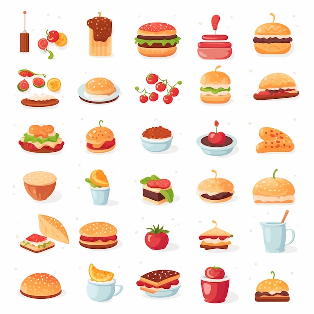 vector menu illustration food meat meal restaurant popular set lunch icon dinner snack