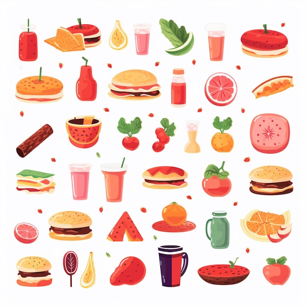 Vector menu illustration food meat meal restaurant popular set lunch icon dinner snack