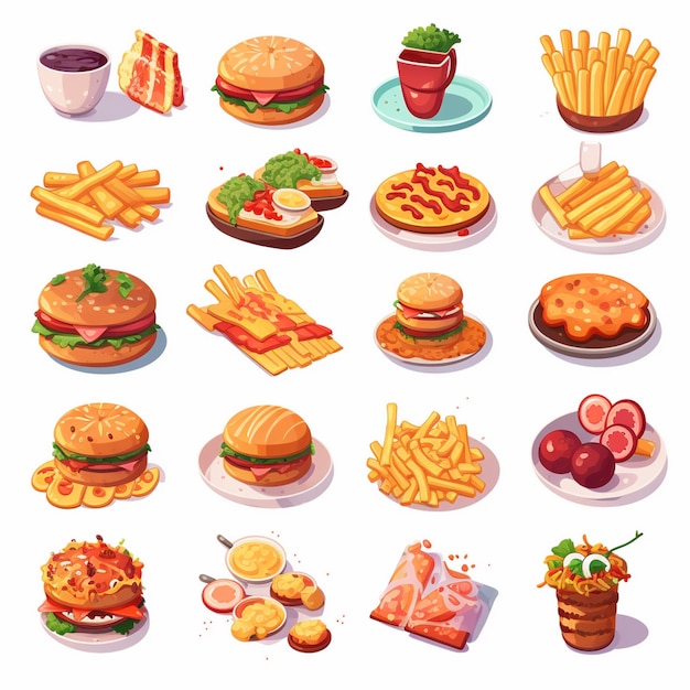 vector menu illustration food meat meal restaurant popular set lunch icon dinner snack