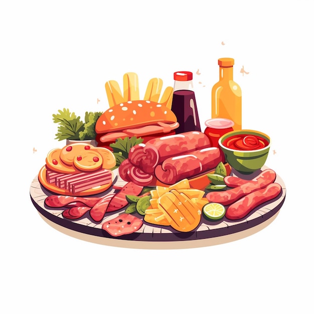 vector menu illustration food meat meal restaurant popular set lunch icon dinner snack