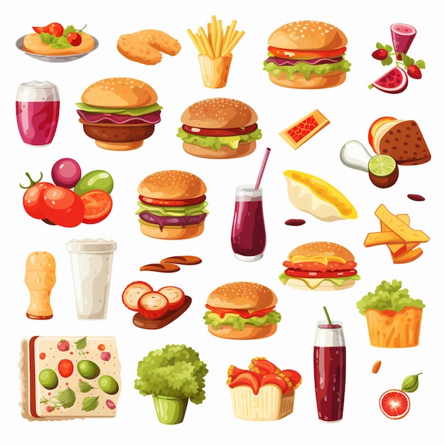 vector menu illustration food meat meal restaurant popular set lunch icon dinner snack