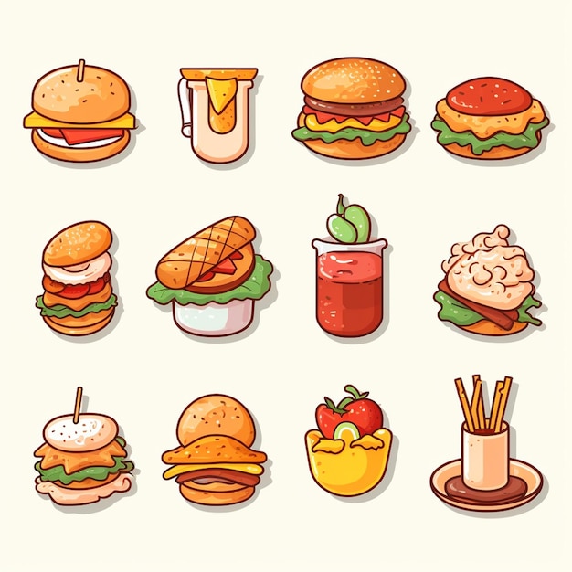 vector menu illustration food meat meal restaurant popular set lunch icon dinner snack