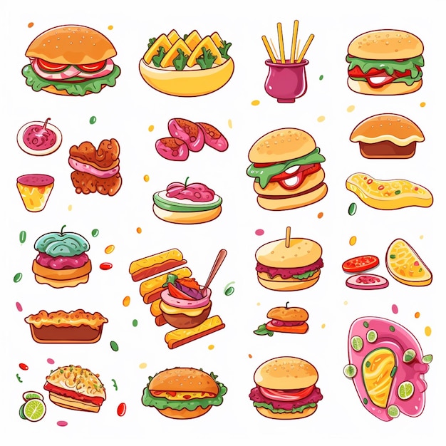 vector menu illustration food meat meal restaurant popular set lunch icon dinner snack