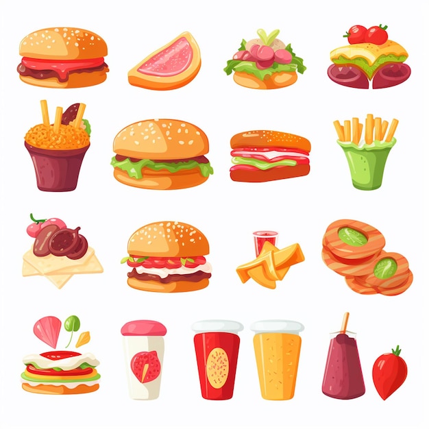 vector menu illustration food meat meal restaurant popular set lunch icon dinner snack