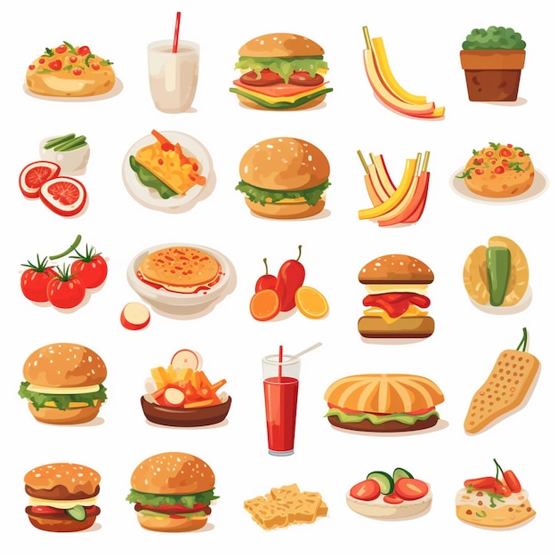 vector menu illustration food meat meal restaurant popular set lunch icon dinner snack