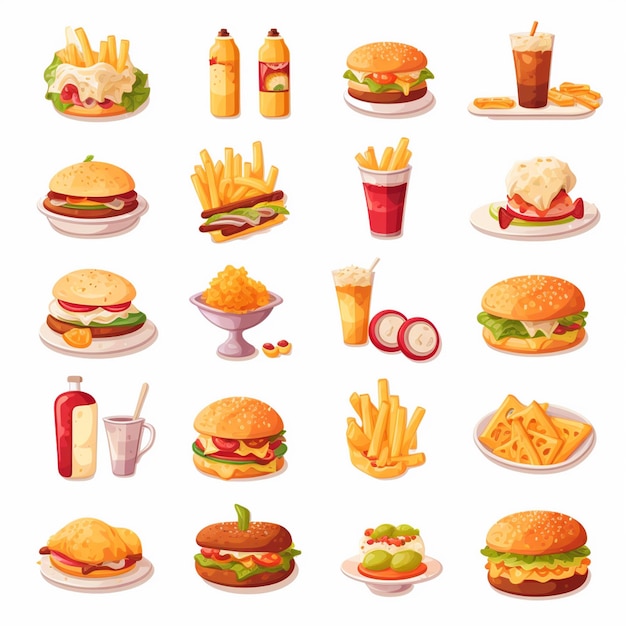 vector menu illustration food meat meal restaurant popular set lunch icon dinner snack