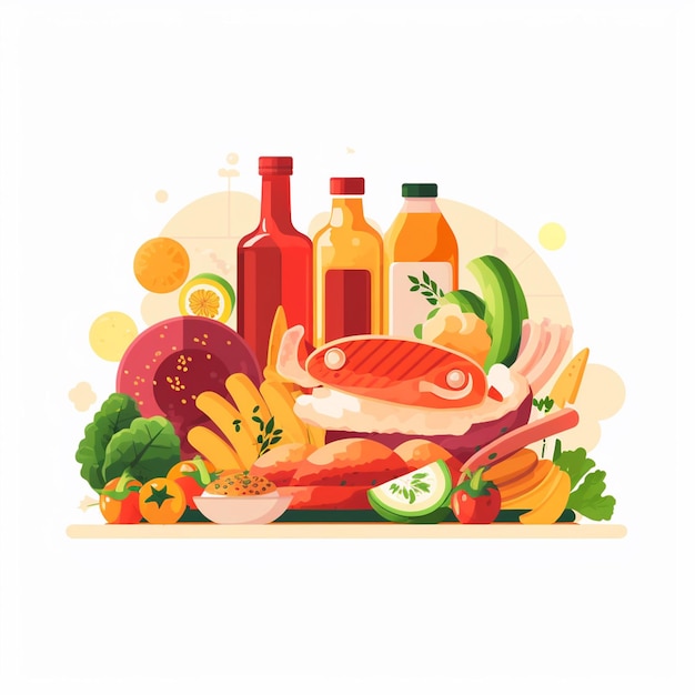 vector menu illustration food meat meal restaurant popular set lunch icon dinner snack