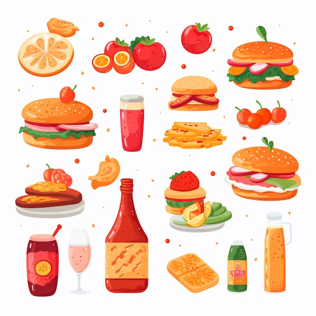 Vector vector menu illustration food meat meal restaurant popular set lunch icon dinner snack