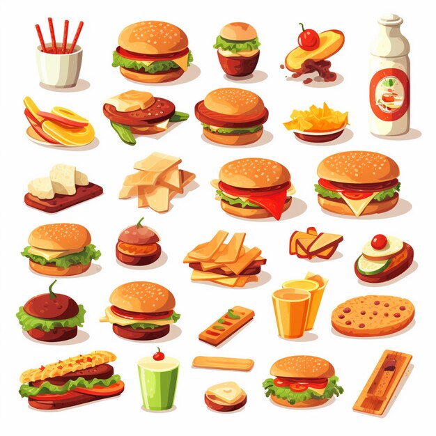 Вектор Векторная иллюстрация меню еда мясная еда ресторан популярный набор обед икона ужин закуска