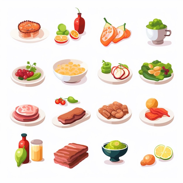 vector menu illustration food meat meal restaurant popular set lunch icon dinner snack