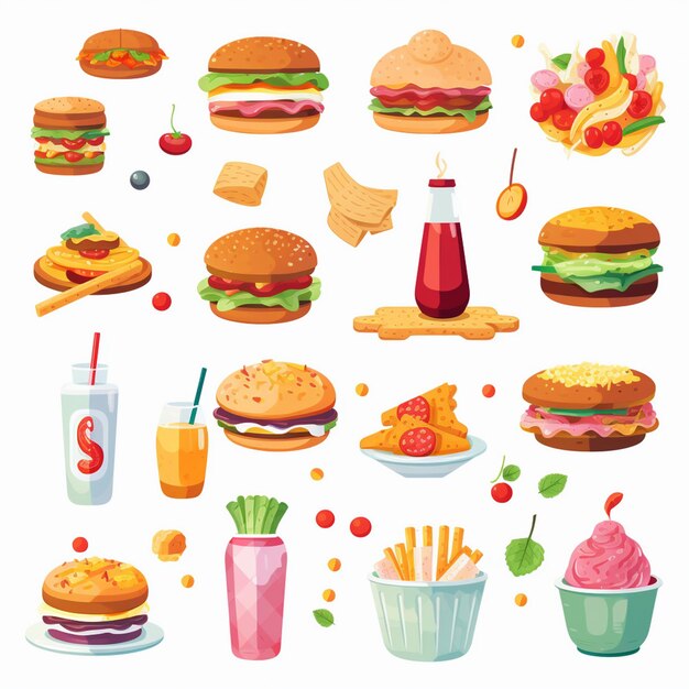 vector menu illustration food meat meal restaurant popular set lunch icon dinner snack