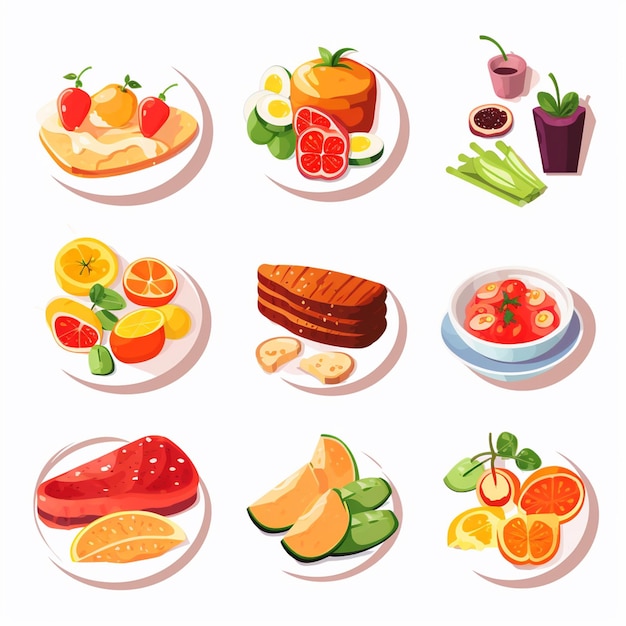 Vector vector menu illustration food meat meal restaurant popular set lunch icon dinner snack