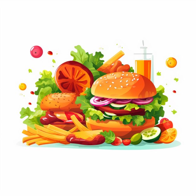Menu illustrazione vettoriale cibo carne pasto ristorante popolare set pranzo icona cena spuntino
