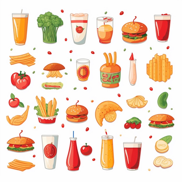 Vector menu illustration food meat meal restaurant popular set lunch icon dinner snack