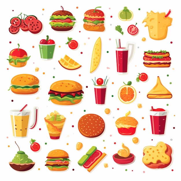 Vector vector menu illustration food meat meal restaurant popular set lunch icon dinner snack