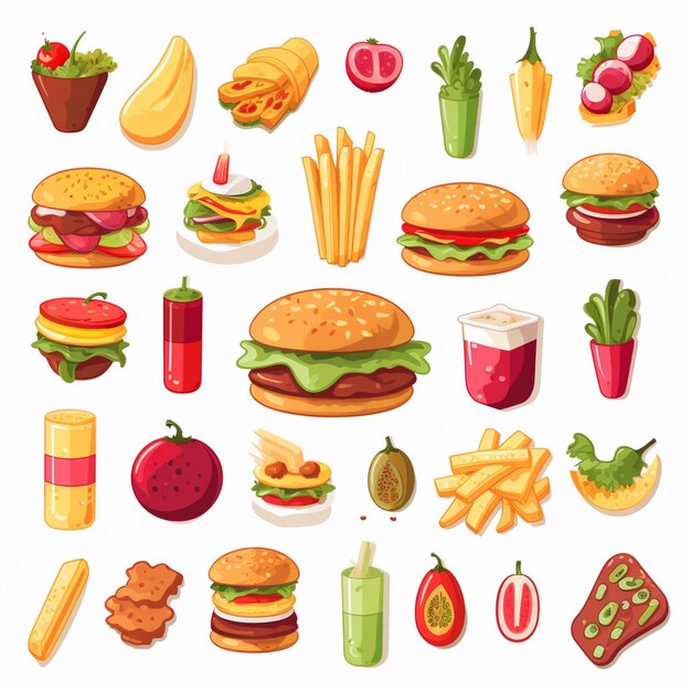 vector menu illustration food meat meal restaurant popular set lunch icon dinner snack