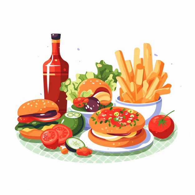 vector menu illustration food meat meal restaurant popular set lunch icon dinner snack