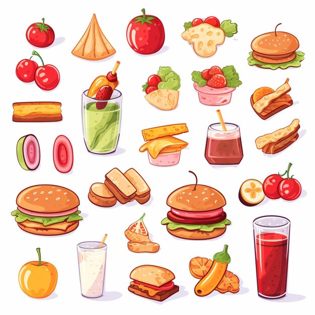 Vector menu illustration food meat meal restaurant popular set lunch icon dinner snack