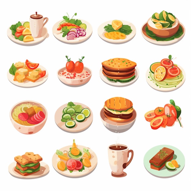 Vector vector menu illustration food meat meal restaurant popular set lunch icon dinner snack