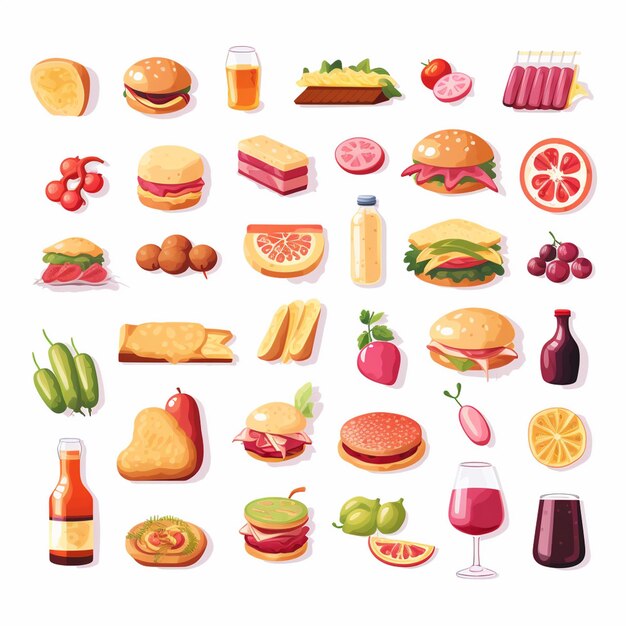 Vector vector menu illustration food meat meal restaurant popular set lunch icon dinner snack