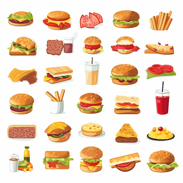 ベクトル vector menu illustration food meat meal restaurant popular set lunch icon dinner snack