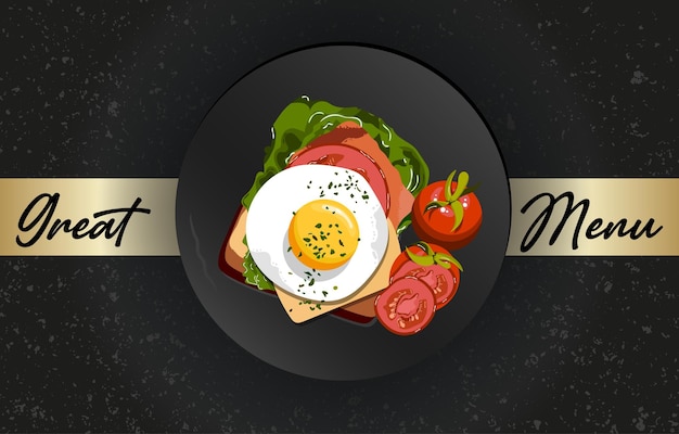 Векторная иллюстрация меню еда мясо еда ресторан популярный набор обед икона закуска