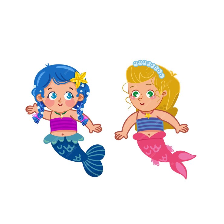 Premium Vector | Vector mermaid princess cartoon kawaii character