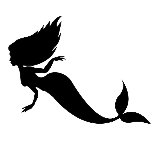 Vector mermaid silhouette isolated on white background