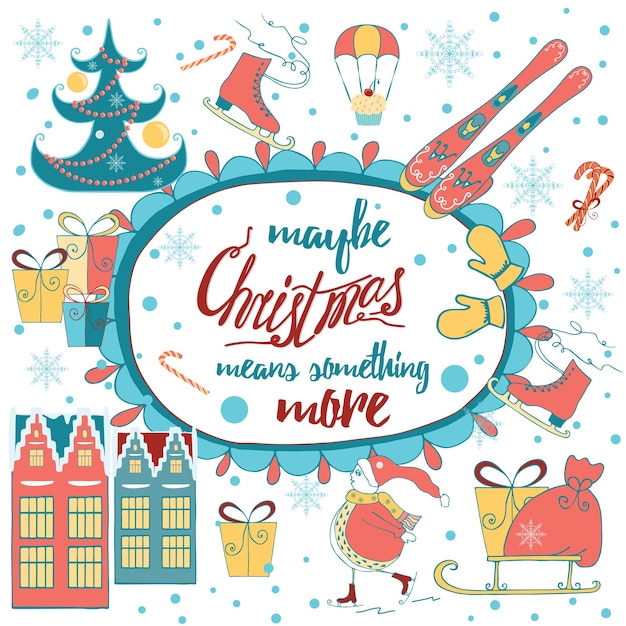 Vector vector merry christmas banner with cute inspirational quote