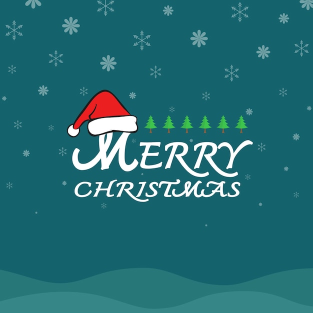 Vector merry christmas greeting card on dark blue background