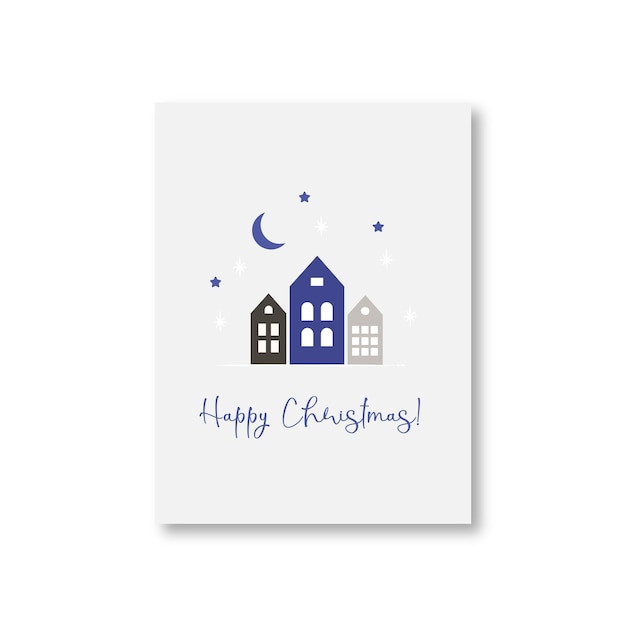 Vector merry christmas greeting card scandinavian minimalistic style