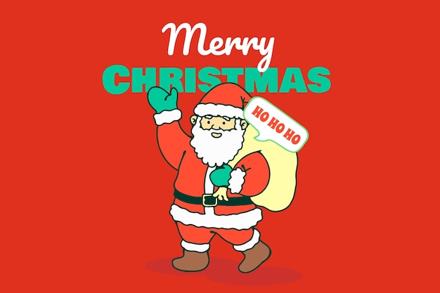 Vector merry christmas and happy new year greeting card set with cute santa claus