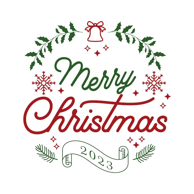 Vector Merry Christmas Lettering Design Greeting Card