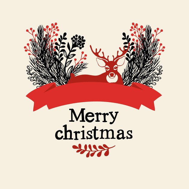 ベクター・メリー・クリスマス 赤と黒の文字