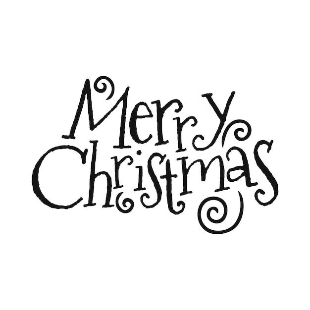 Vector merry christmas lettering on white