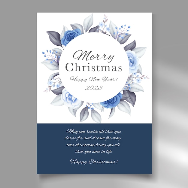 vector merry christmas realistische achtergrond met bloemen en ornamenten