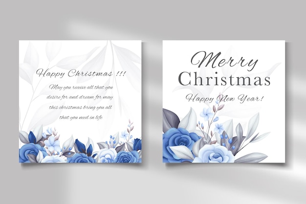 vector merry christmas realistische achtergrond met bloemen en ornamenten