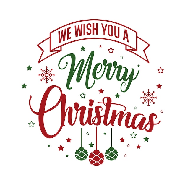 Vector Merry Christmas Wish You Lettering Design Badge