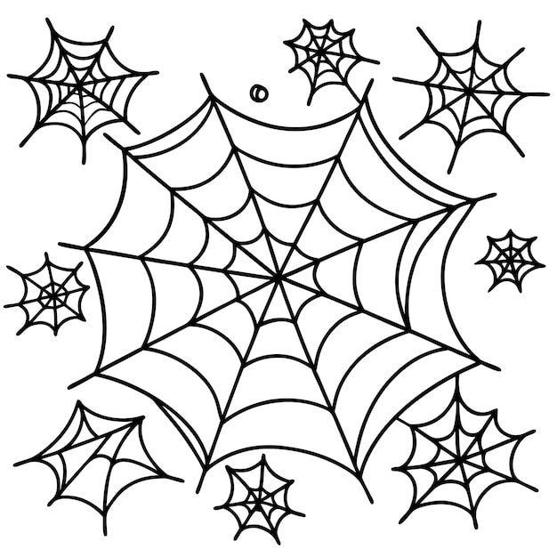 Vector met de hand getekend van halloween spinnenwebben sponnenwebben achtergrond
