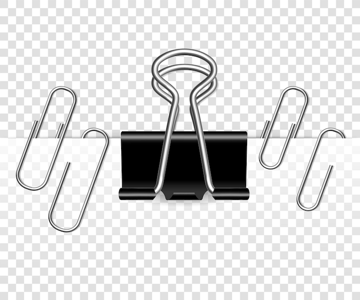 Vector vector metal paper clip isolated on transparent background realistic paper holder