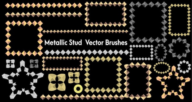 Vector metallic studs brushes